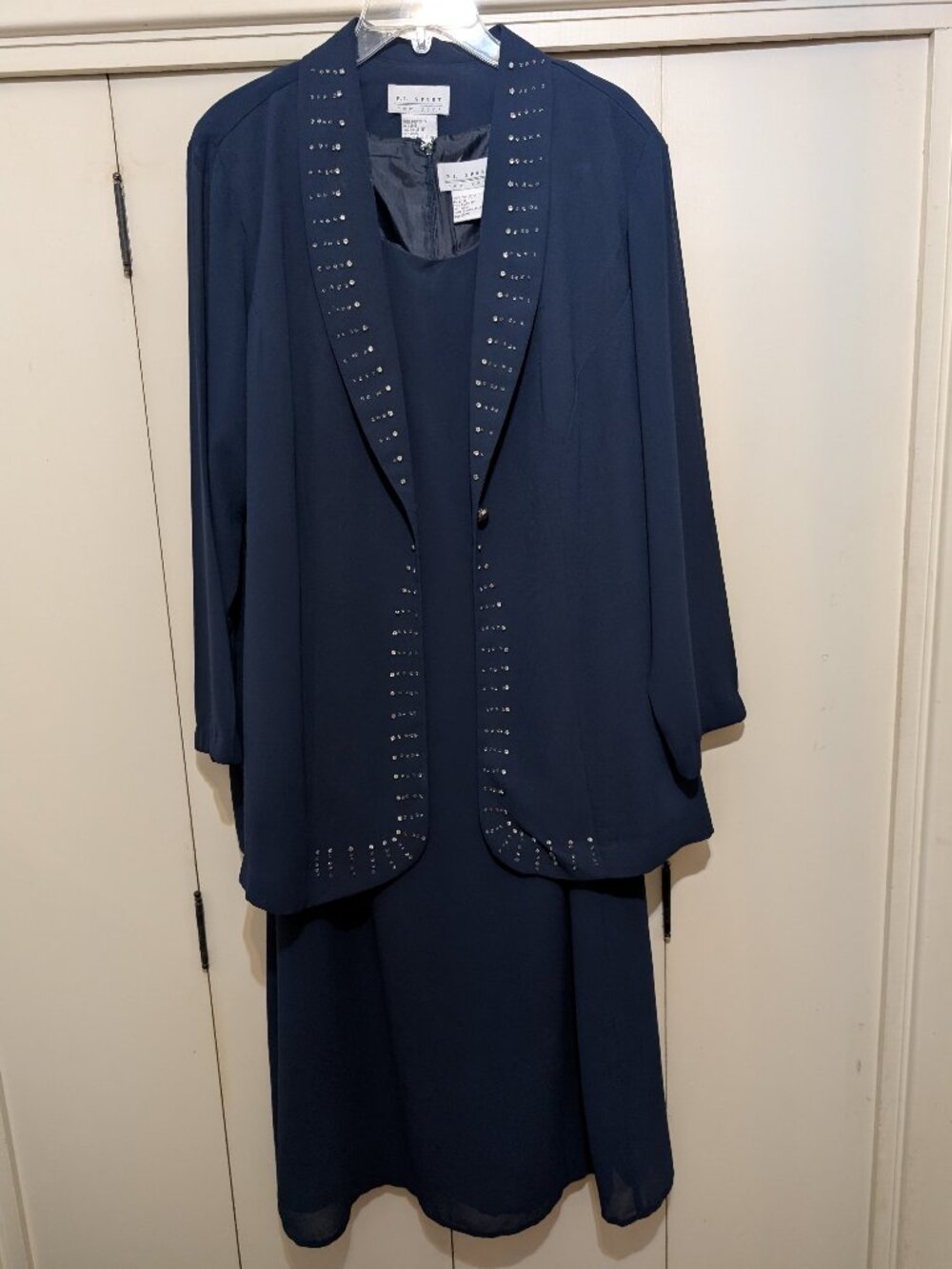 P. I. Sports NY -sharp looking 2 piece Jacket & Dress set -Navy Blue- Size 20W
